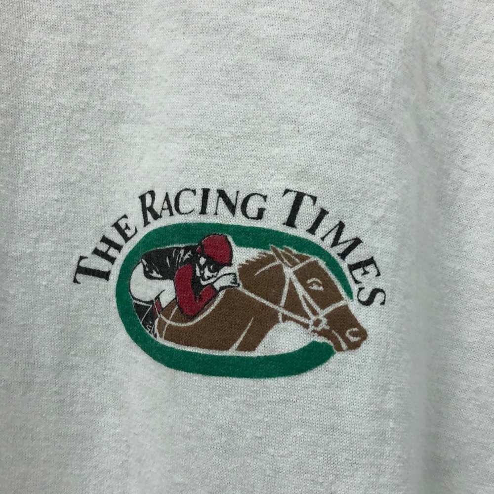 Vtg Sledman Super 50 USA The Racing Times horse single stitch Tshirt mens XL